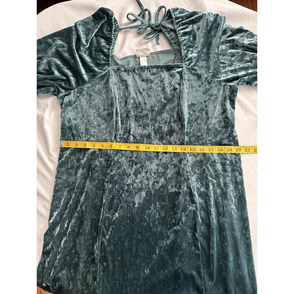 Ava & Viv Crushed Velvet Milkmaid Peasant Midi Dress Womens Size 1X Teal NWT - Picture 7 of 9